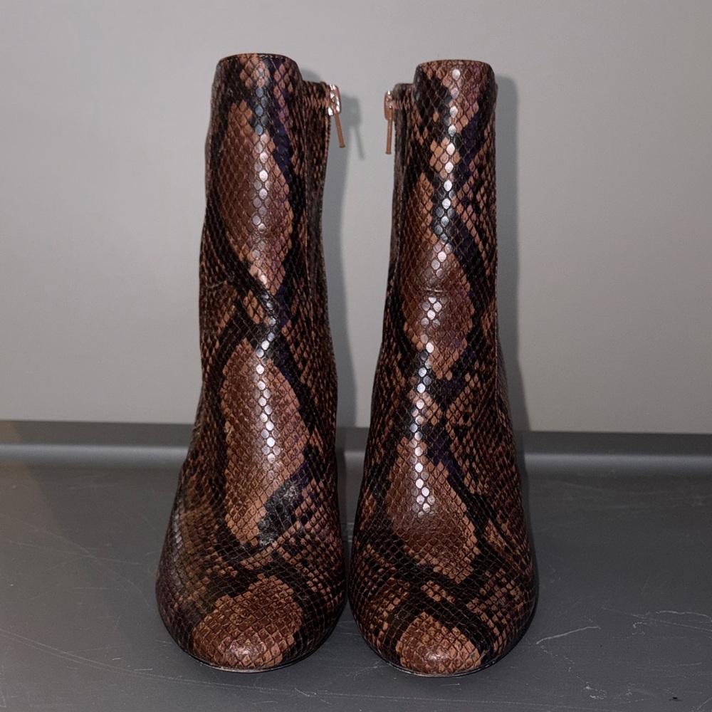 Aldo Dark Brown Snake Pattern Booties